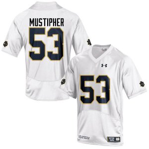 Notre Dame Fighting Irish Men's Sam Mustipher #53 White Under Armour Authentic Stitched College NCAA Football Jersey HVA4799XJ